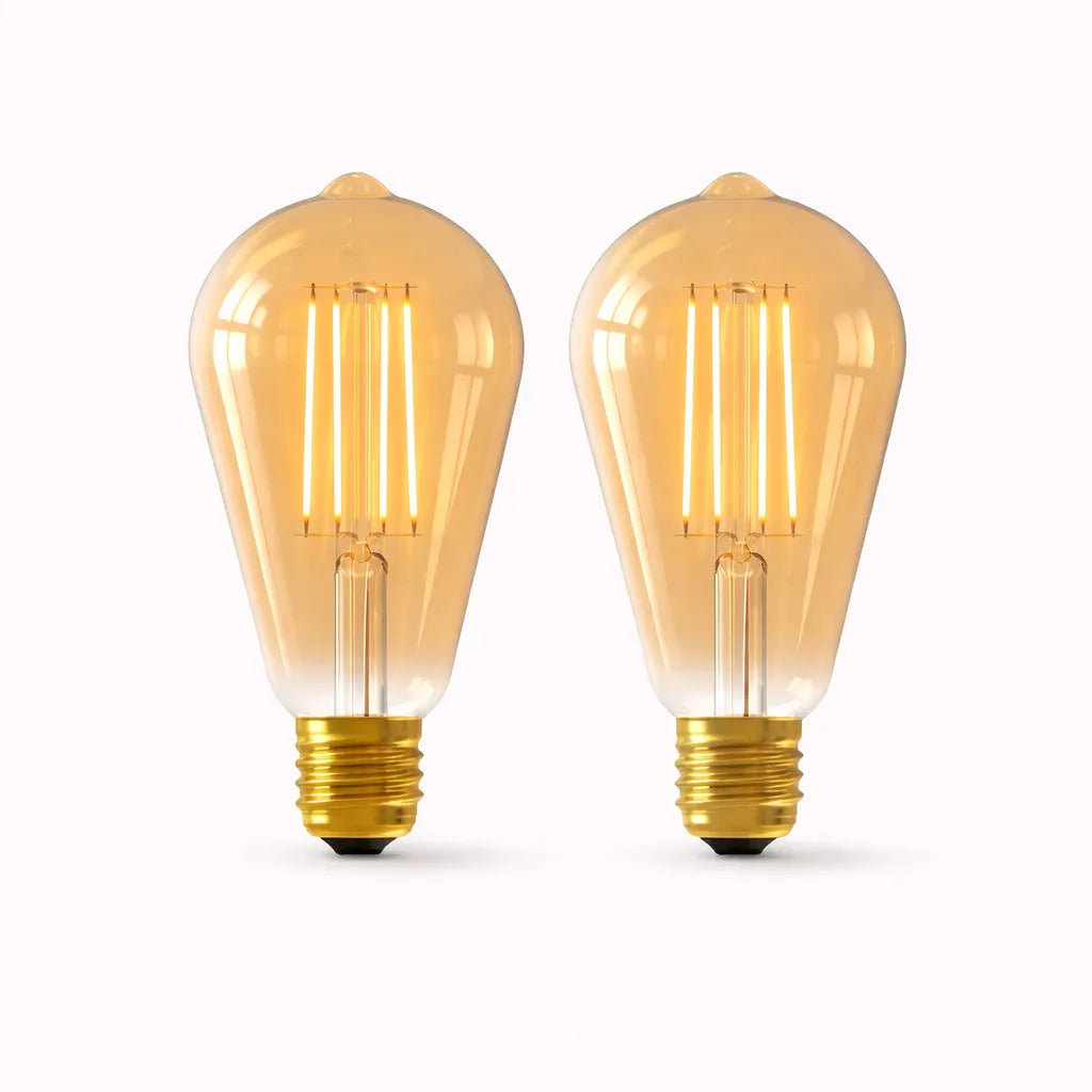 LED filamentlamp Edison Gold Ø64 mm E27 dimbaar – set van 2